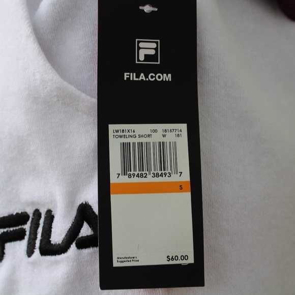 NWT Fila Toweling White Fabric Shorts - Picture 5 of 5